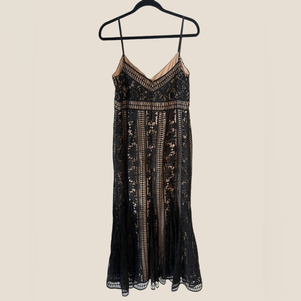 Saylor Black Lace Nude Lined Midi Dress Large NWT - Picture 3 of 8